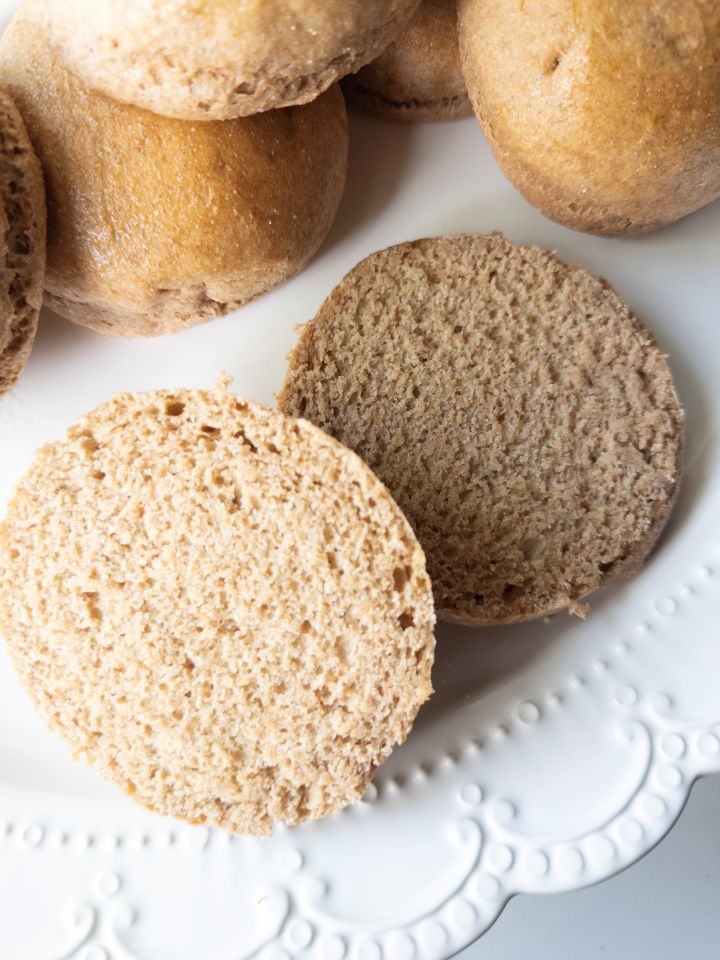 Fresh Milled Flour Hamburger Buns Ready in One Hour Cut in half