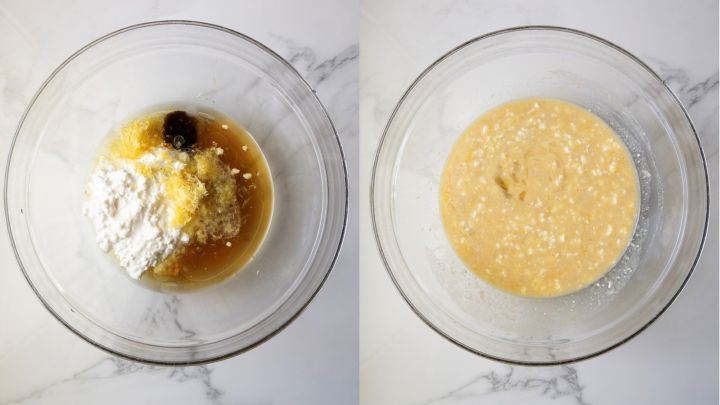 Lemon Blueberry Cottage Cheese Muffins (Gluten-Free) Step 2 mix wet ingredients
