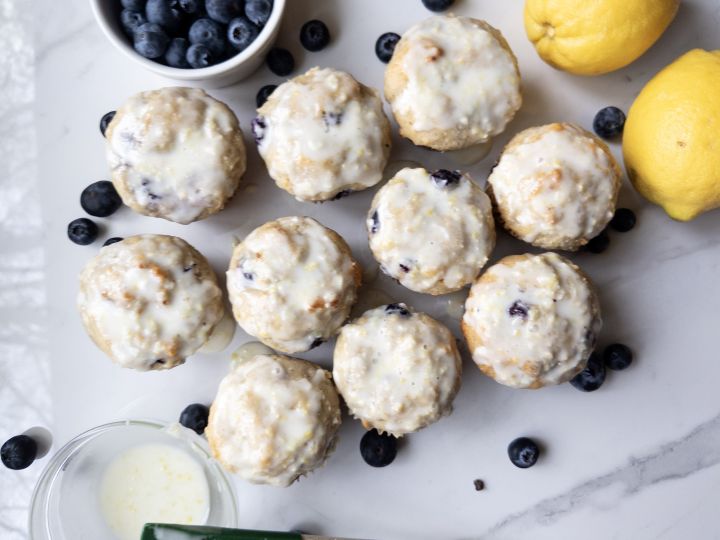 Lemon Blueberry Cottage Cheese Muffins (Gluten-Free) Step 6 lemon glaze